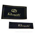 Black Woven Personalized Clothing Labels Tags, Shoulder Patch With Fabric Backing